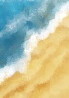 Abstract hand painted beach themed background design with sand and sea vector
