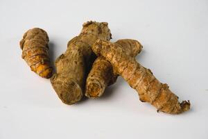 Turmeric Roots on a White Background photo