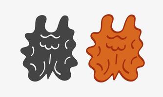 Set of walnut nut. Black silhouette and flat icon walnut illustration vector