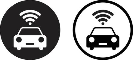 Car with wifi icon set in two styles . Smart car icon . Connected car icon . illustration vector