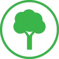 Green tree icon in circle isolated on white background . Plant icon . illustration vector