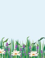Fresh spring themed banner with floral decorations on the bottom and an empty space for text vector