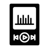 A black and white icon of a player with a wave vector