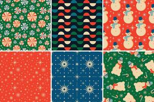 Retro groovy Christmas pattern vector