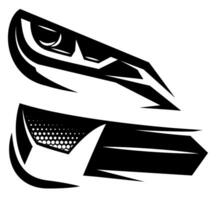 A bold and dynamic illustration of a car's headlights with sharp lines and intricate details creating an intense and futuristic look vector