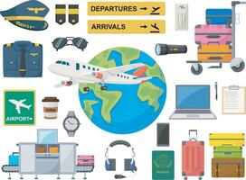 Set of airport element collection vector