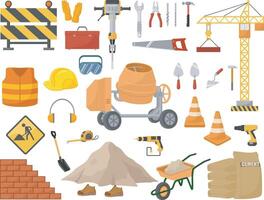 Set of construction tools element vector