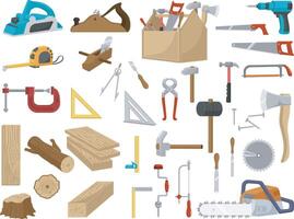 Set of carpenter elements collection vector