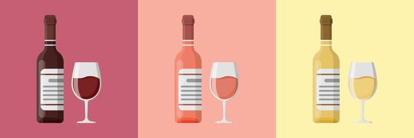 Wine bottles and glasses on a colorful background vector