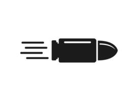 A black and white icon of a bullet vector