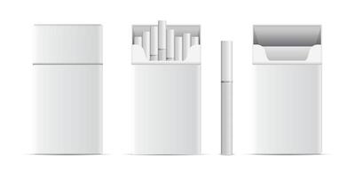 Cigarette box with cigarettes and a lighter on a white background vector