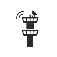 A black and white illustration of a tower with a satellite vector