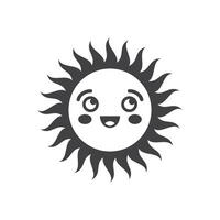 Sun icon with smiling face on white background vector