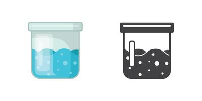 Two glass containers with liquid inside and one empty vector