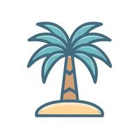 Palm tree flat color icon. Dates tree isolated illustration on white background. vector