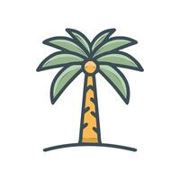 Palm tree icon. Flat illustration. Isolated on white background. vector