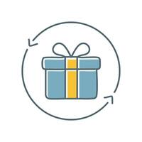 Gift box icon in golden circle illustration for web and mobile vector