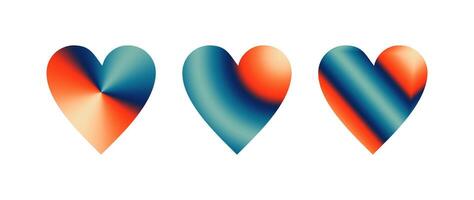 Retro vintage color themed gradient heart set vector