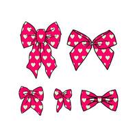 Pink heart pattern bows collection vector