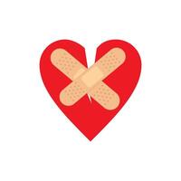 Red broken heart with band aid vector