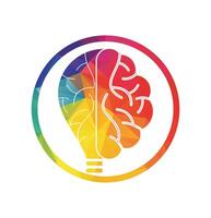 Light bulb and brain brain power logo vector