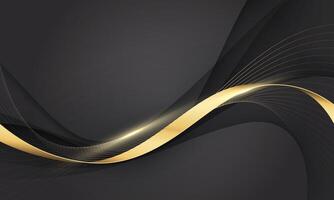 Abstract gold lines wave curve luxury on black background vector