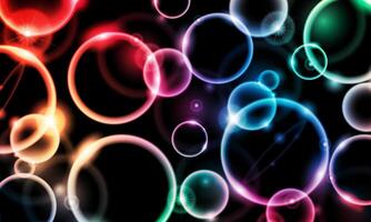 Soap bubbles float on colorful water dark background. soft colorful circles. vector