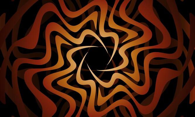 Abstract wavy curve circular dark orange background. concentric pattern.