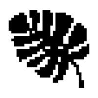 Pixel art leaf illustration. Minimalistic leaf design in retro pixelated style. vector