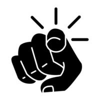 Human hand with the finger pointing or gesturing towards. icon silhouette. vector