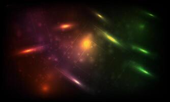 Lines in the shape of colorful light sparkle on dark background. vector