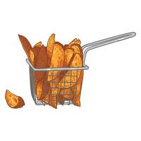 Hand drawn side view wedges. Crispy wedges with outline, fill, details in separate groups. This colored asset is ready to use and easy to edit. vector