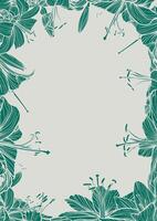 Green Tiger Lilly illustration line art A4 format. design with summer flowers as a frame and text in the middle. Outlines and fills are in separate groups. vector