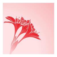 Red Tiger Lily square design for online and print projects. Hand drawn tiger lily flower with three blooms on a stem. The flowers are flat filled with no outlines. vector