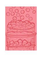 A4 pink and red bubble tea design template. Hand drawn boba teas with tapioca pearls and jelly. Bubble teas in glasses and plastic to-go cups. Ready to use, easy to edit graphic resource vector