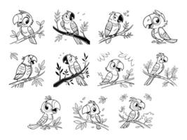 Hand-Drawn Parrot Illustrations Cute Artistic Bird Vectors