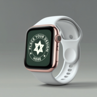 Isolated smart digital watch mockup with blue band and high resolution blank screen psd