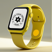 Realistic tracker watch mockup with blank screen and smooth touchscreen display psd