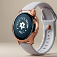 Advanced smart digital watch mockup with a stylish blue band and digital display psd