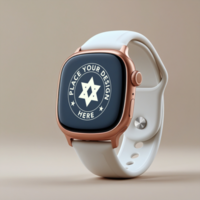 Abstract digital watch mockup with a smooth touchscreen and fitness tracker features psd