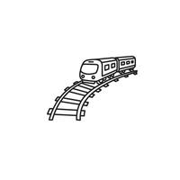 A train is traveling on a track in a line vector