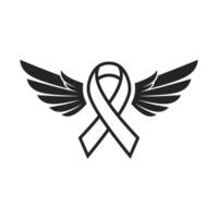 Awareness ribbon with wings icon vector