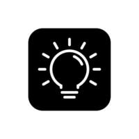 Light bulb outline, lamp insight icon on black square vector