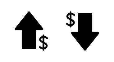 Up and down dollar icon isolated on white background. Increase and decrease USD currency sign symbol vector