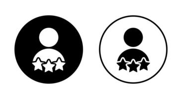 Person rating icon on black circle. Worker reputation with three star sign symbol vector