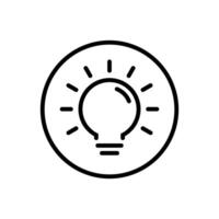 Light bulb outline, lamp insight icon on circle line vector