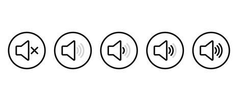 Sound volume level outline icon on circle line vector