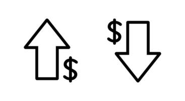Dollar up and down icon isolated on white background. USD growth and decline sign symbol vector