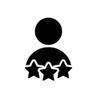 Person rating icon. Worker reputation with three star sign symbol vector