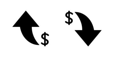 Dollar up and down icon. USD currency arrow increase and decrease sign symbol vector